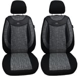 Housses de siège sur Mesure pour sièges de Voiture compatibles avec VW Caddy 4 2015 conducteur et Passager FB:01 (Noir/Gris)