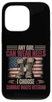 Femme vétéran Any Girl Can Wear Heels I Choose Combat Boots Coque pour iPhone 13 Pro