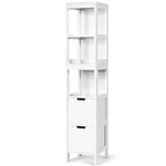 5-Tier Bathroom Tall Cabinet Storage Organizer Rack Stand Cupboard 2 drawers