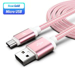 Taille 25cm - Câble USB micro de transfert de données pour téléphones Android, Cordon du chargeur pour Huawei Y3, Y5, Y6, Y9, P Smart, P9, P10 lit, Honor 8x 8, S, 7, 20I, 7A, De et de longueur, - or Rose Micro Usb