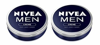 Premium MEN CREME Cream FACE HAND BODY Moisturiser Dry Skin 75ml TWO PACK Uk