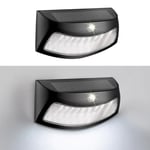 Udendørs Solcelle væglampe - Tænder automatisk - Hvid lys - Sort