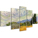 Impression sur toile Van Gogh Paysage 167 tableaux modernes en 5 panneaux déjà montés, prêt à être accroché, 200 x 90 cm