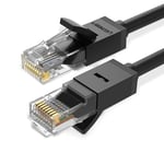 Ugreen LAN Ethernet U/UTP Cat6 verkkokaapeli, 1000Mbps, 15m - musta