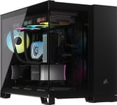 CORSAIR iCUE LINK 2500X RGB Small-Tower mATX Dual Chamber PC Case – Panoramic Tempered Glass – Reverse Connection Motherboard Compatible – 2x CORSAIR RX120 RGB Fans Included – Black