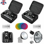 UK 2*Godox 2.4 TTL HSS Two Heads AD200 Flash+X1T-N trigger For Nikon+Softbox Kit