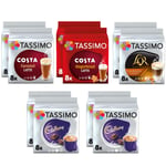 Tassimo Latte & Hot Chocolate Selection - Costa Gingerbread Latte/Caramel Latte/L'Or Latte Macchiato Caramel/Cadbury Hot Chocolate Pods -10 packs (80 Servings)
