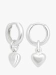 Simply Silver Mini Heart Drop Hoop Earrings, Silver