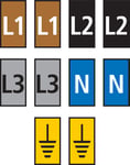 5 st Trådmarkör (L1,L2,L3,N,JORD) gul WIC3 för 4,0-6,0 mm² 100 st
