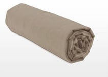 HOME LINGE PASSION, Dark Beige Fitted Sheet 90 x 190 + 30 cm 100% Cotton 57 Thread Count (Label Oeko-Tex)
