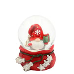 Boule à Neige Lutin de Noël avec Cadeau sur Socle Rouge avec étoiles, L x l x H x Ø 4,8 x 4,5 x 6,5 cm, Ø 4,5 cm