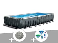 Kit piscine tubulaire Intex Ultra XTR Frame rectangulaire 9,75 x 4,88 x 1,32 m + 20 kg de zéolite + Kit de traitement au chlore