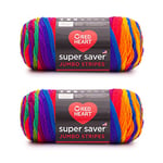 Red Heart Super Saver Lot de 2 paquets de fil à rayures Jumbo Favorite – Acrylique – 4 moyen (peigné) – 450 m – Tricot/Crochet