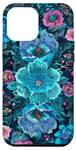 Coque pour iPhone 12 Pro Max Motif floral botanique bleu sarcelle imprimé turquoise