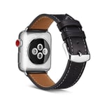Apple Watch Series 8/7/6/SE/5/4/3/2/1 - 41/40/38mm Rem i äkta läder Svart