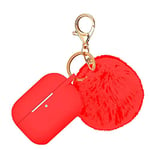 APPLE AIRPOD PRO 3 2019 CASE WITH FUR POM BALL KEY-RING (Red)