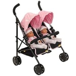 Joie Aire Twin Pushchair | Childrens Double Stroller Pram In Black & Pink |
