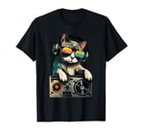 DJ Cat in Sunglasses, Cat DJ, Cat with Headphones boombox T-Shirt