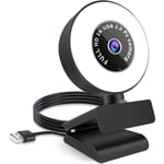 Webcam with ring light, 1080P Streaming Webcam webcam with microphone and ring light,Plug & Play USB Webcam for PC, MAC, Laptop, Youtube, Video Call, Live broadcast, Study, Meeting