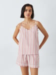 John Lewis Kora Stripe Camisole Pyjama Top, Desert Rose