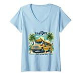 Womens Last Day of School Bus Driver Off Duty summer to the beach V-Neck T-Shirt