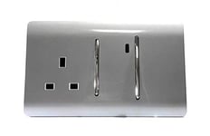 Trendi Artistic Modern 45 A Cooker Switch Inc Plug Socket & Neon Insert Silver