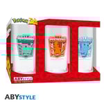 Pokemon Glass Set - 3 x 14cm Height, 6cm Diameter