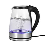 Fuoliystep Electric Kettle Glass, Electric Kettle with Led Indicator Lights, Water Heating Kettlewith Scale,1.8l Bounce Lid Glass Body Led Light Effect Kettle with UK Plug (UK Standard)