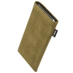 fitBAG Classic Khaki custom tailored sleeve for Samsung Galaxy J3 Pro | Made in Germany | Genuine Alcantara pouch case cover with MicroFibre lining for display cleaning