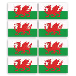 8 x 1.5cm Welsh Flag Vinyl Stickers - Wales Dragon Flags Travel Bike Helmet Sticker #34264