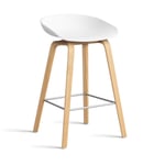 HAY About a Stool 32 Low barstol lackerat ekstativ 2.0 Vit-rostfritt stålstöd