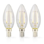 Nedis LED-lampa E14, 4,5W, 3-pack - Transparent
