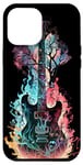 Coque pour iPhone 15 Pro Max Guitare électrique Band Rock Design : résonance de la forêt de feu