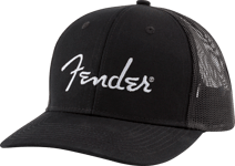 Fender Silver Logo Snapback Trucker Hat with 3-D embrodiery. This hat will make you feel like a true Fender Rock-Star.