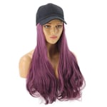 TUOLUO Ladies Hat Wave Shape Hair Extension Black Cap Female Baseball Hat Purple