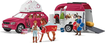 SCHLEICH 42535n Horse Adventures with Car and Trailer Horse Club Toy Playset for