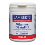 LAMBERTS Vitamins D3 2000 IU and K2 90g - 90 Capsules