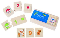 Beleduc Puzzle en Bois Apprendre à Compter - 30 Pièces Puzzle 4 ans +1 Joueur - Comprendre les Quantités, Figures Géométriques - Boîte Rangement en Bois - Jeu Éducatif - Cadeau 4 ans et plus