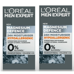2x L'Oreal Men Expert Magnesium Defence, Hypoallergenic 24H Moisturiser 50ml New