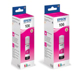 2 x Epson 106 Magenta (T00R3) Ink Bottles For ET-7750 ET-7700