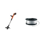 BLACK+DECKER 18V Cordless 28 cm String Grass Trimmer 2.0Ah Lithium Ion Battery & A6481 Spool + Line for Reflex Strimmer