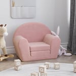 vidaXL Bäddsoffa för barn rosa mjuk plysch 356997