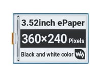 3.52" E-papper display 360x240px svart/vit för Raspberry Pi