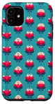 iPhone 11 Phone Kandy Turquoise Pink Retro Tulips 1960s 1970s Vintage Case