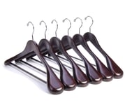Nature Smile Luxury Mahogany Wooden Suit Hangers - 6 Pack - Wood Coat Hangers,Jacket Outerwear Shirt Hangers,Glossy Finish with Extra-Wide Shoulder, 360 Degree Swivel Hooks & Anti-Slip Bar with Screw