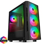 [B-Grade] CiT Flash Gaming Matx Case 4x ARGB Fans Tempered Glass Front and Side Panels EPE