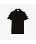 Lacoste Mens Short Sleeve Tape Pique Polo Shirt in Black Cotton - Size Small