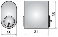 ASSA ABLOY Cylinder 1201 Assa d12 (Matt Svart Mirus, Lika (vid 2 lås eller fler))