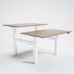 Höj och sänkbart dubbel skrivbord AdjusTable Bench PRO6, Storlek 180x80 cm, Bordsskiva Valnöt, Stativ Vit