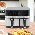 Sohler Air Fryer 8.2L Dual Zone Digital 8 Cooking Functions 1700W Black Silver
